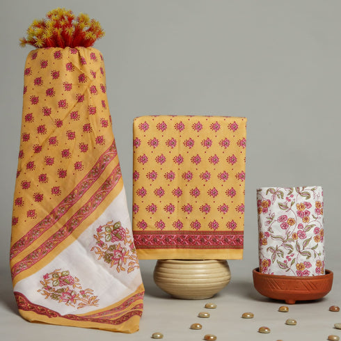 Buti Print Cotton Suit Set with Mulmul Dupatta (PRMUL86)